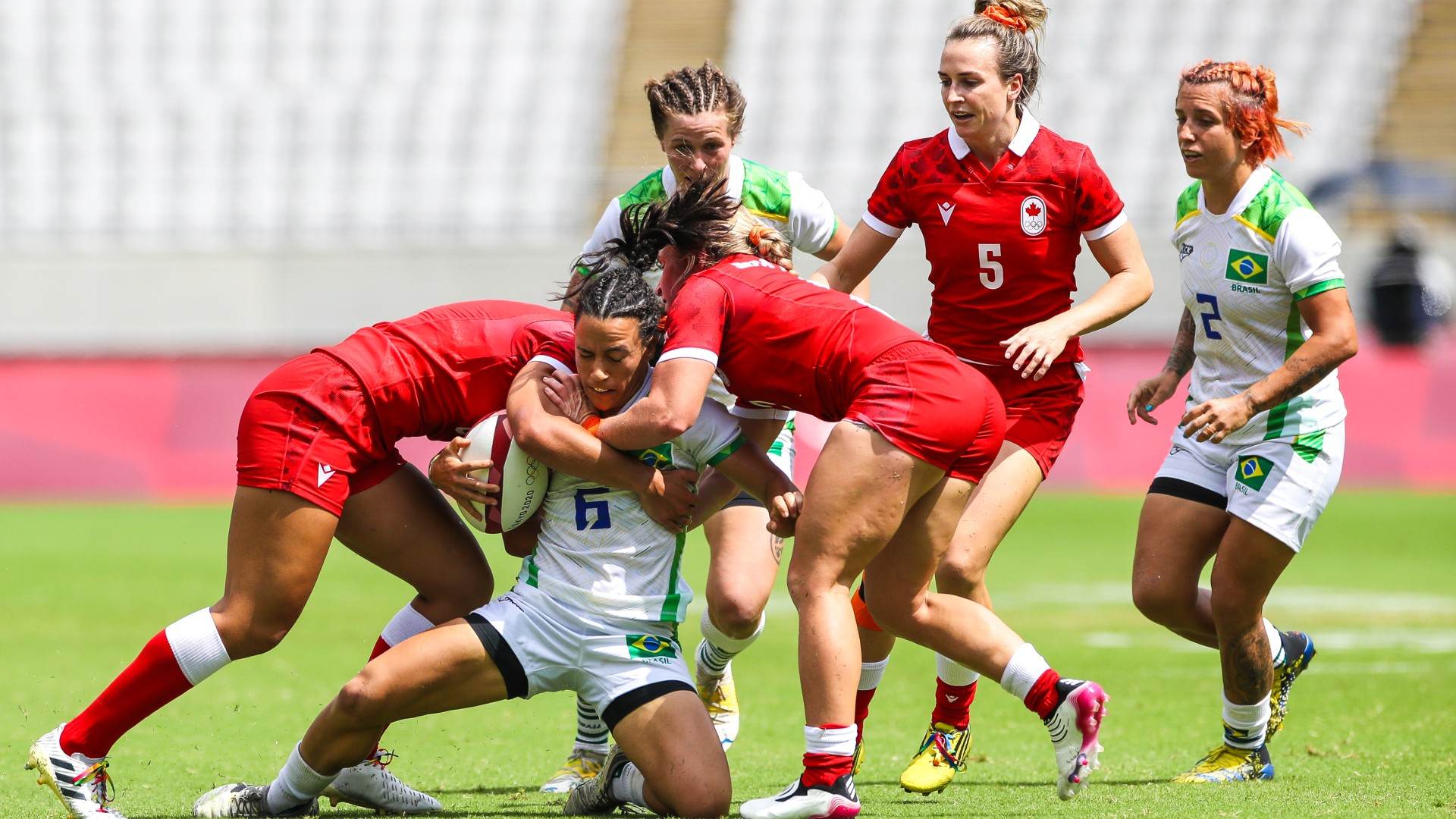 Na estreia do rugby de sete feminino, as brasileiras foram derrotadas