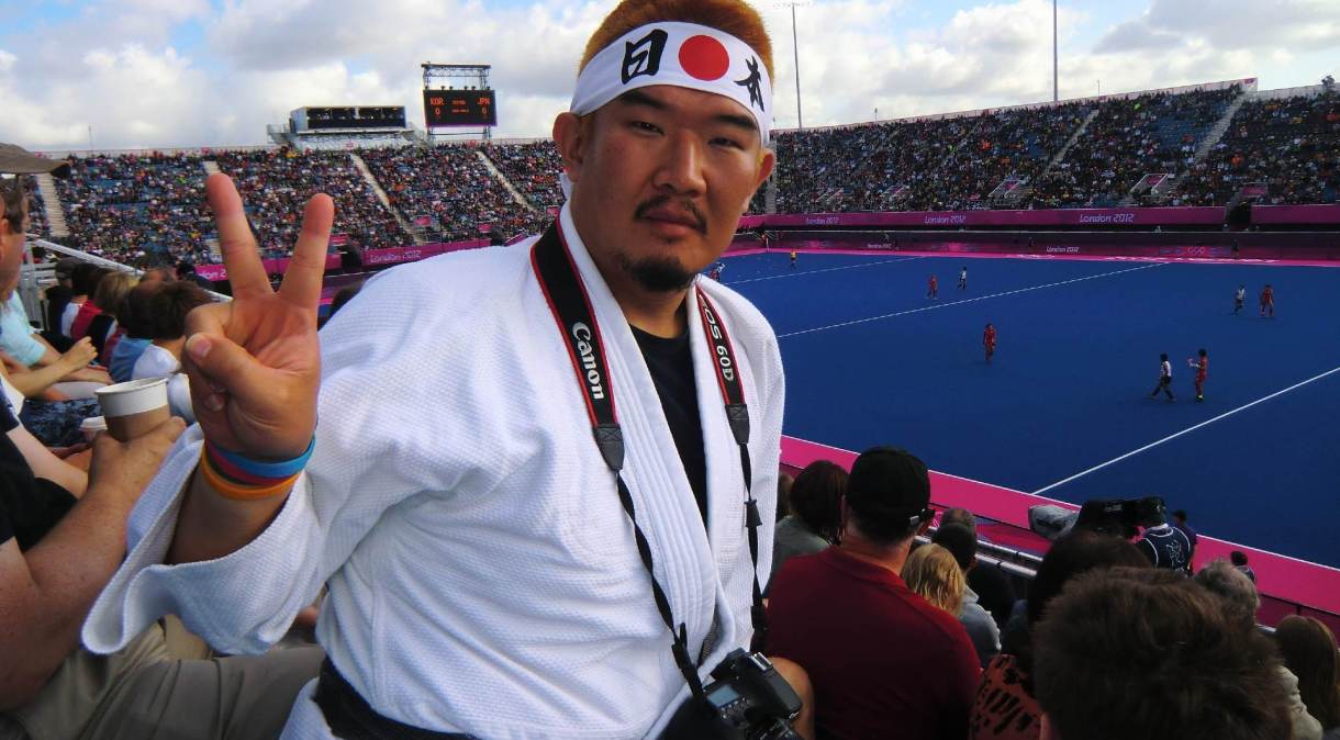 Kazunori Takishima em partida de hóquei nas Olimpíadas de 2012 em Londres