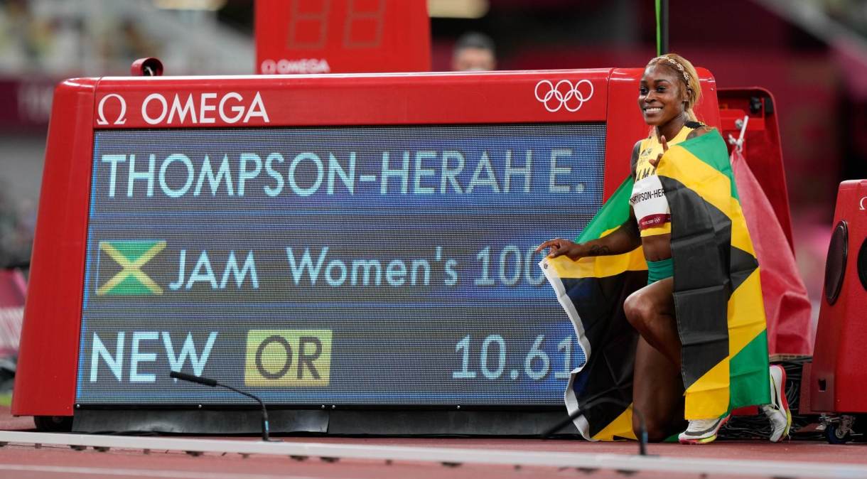 Jamaicana Elaine Thompson-Herah levou o ouro e quebrou recorde mundial nos 100m