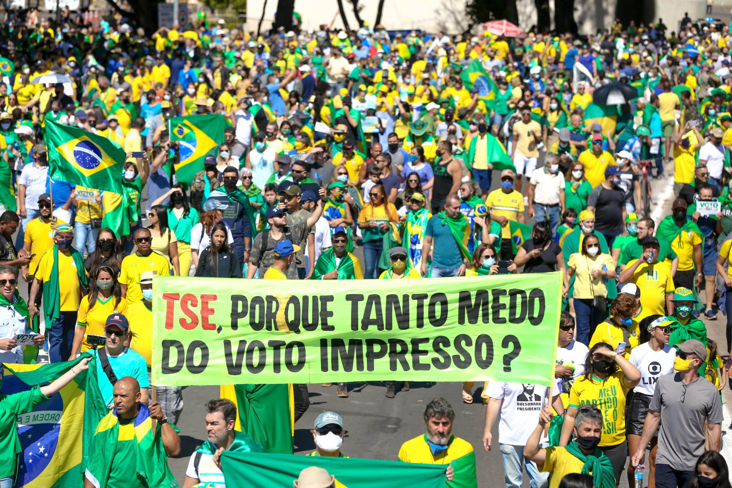 Manifestação a favor do governo do presidente Jair Bolsonaro, na cidade de Brasí