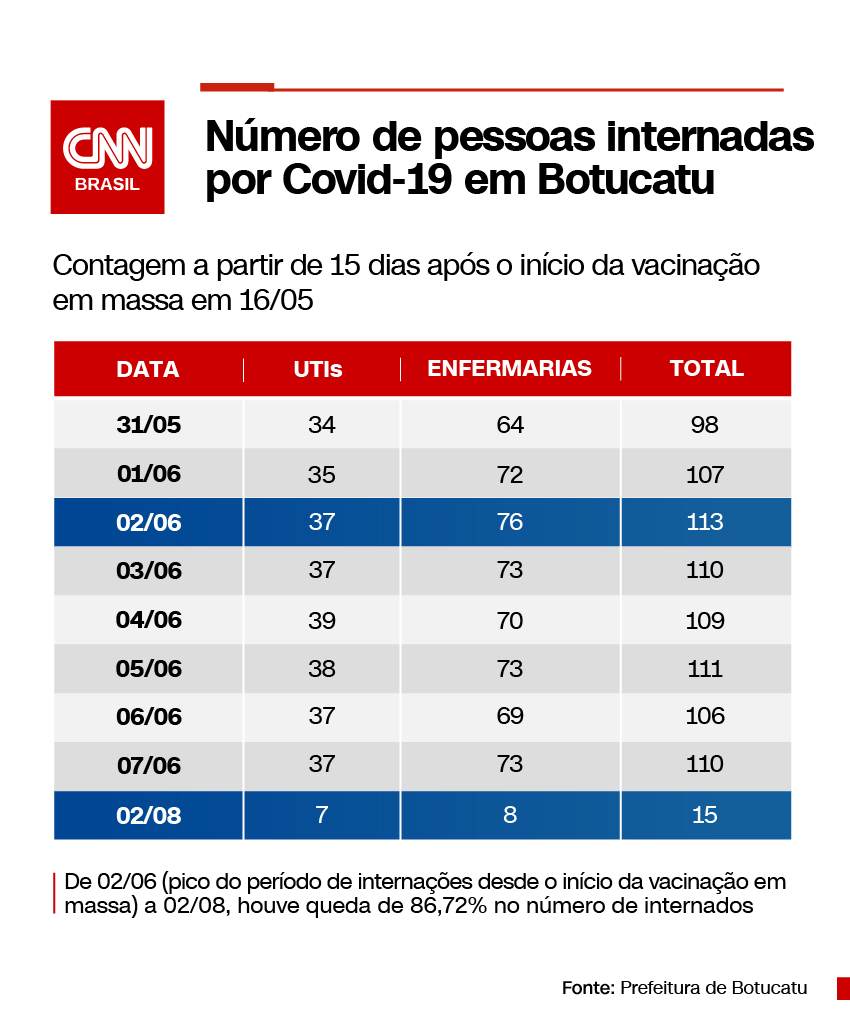 Internações por Covid-19 em Botucatu (SP)