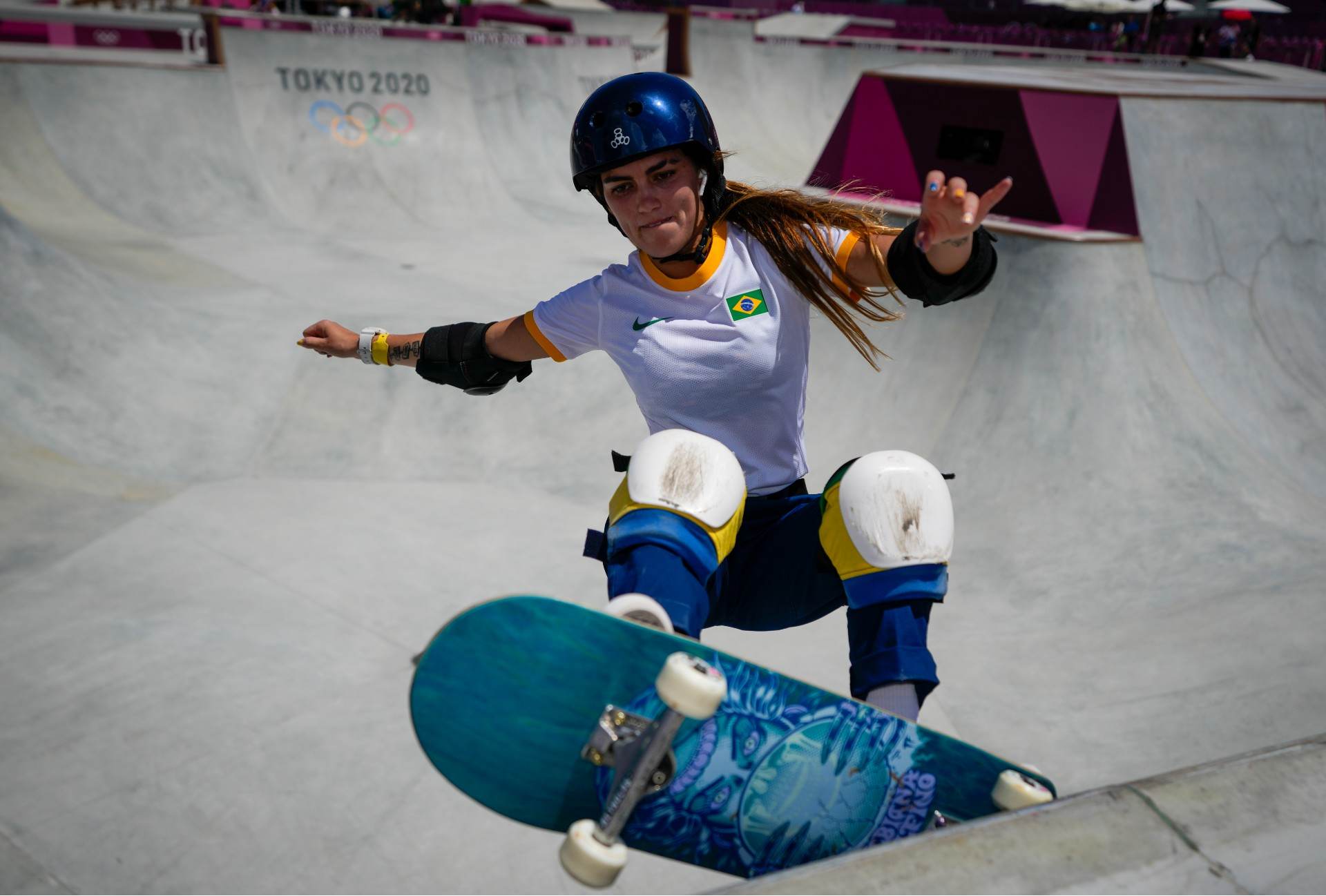 Brasileira Yndiara Asp treina para estreia do skate park nos Jogos de Tóquio