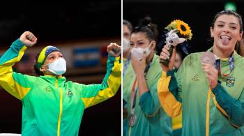 Beatriz Ferreira e a equipe feminina de vôlei ficaram na segunda posição em suas disputas; brasileiro se destacou na maratona, mas não completou prova