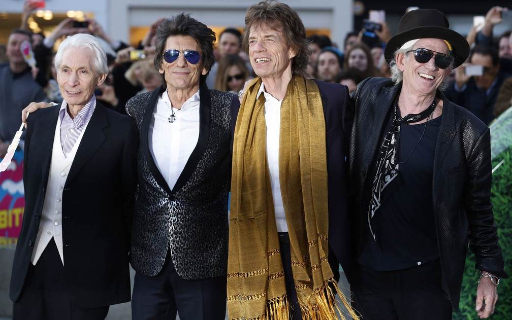 Charlie Watts, Ronnie Wood, Mick Jagger e Keith Richards, os Rolling Stones