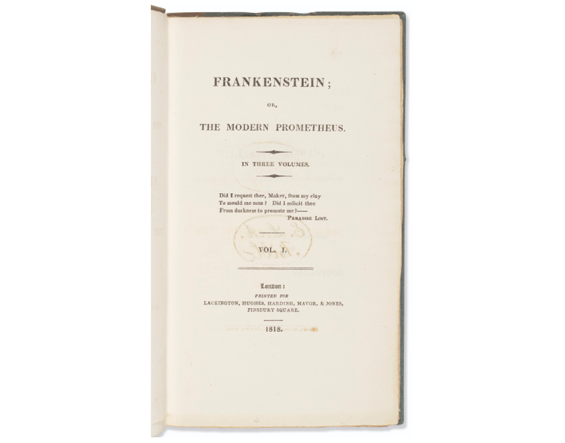 Cópia da primeira edição de "Frankenstein", de 1818, foi vendida por US$ 1,2 milhões em leilão