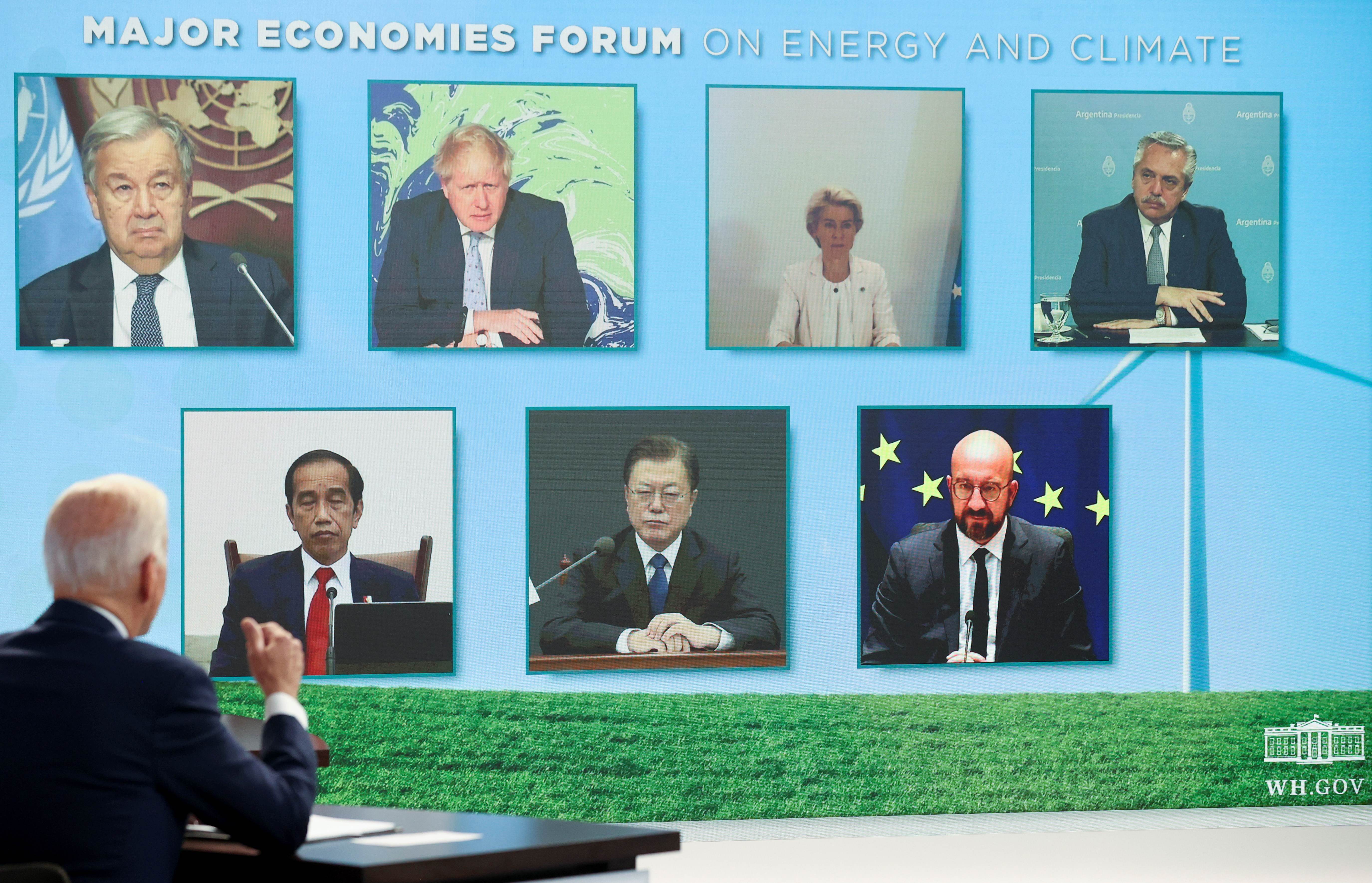 Joe Biden em encontro virtual com vários líderes mundiais para discutir energia e clima