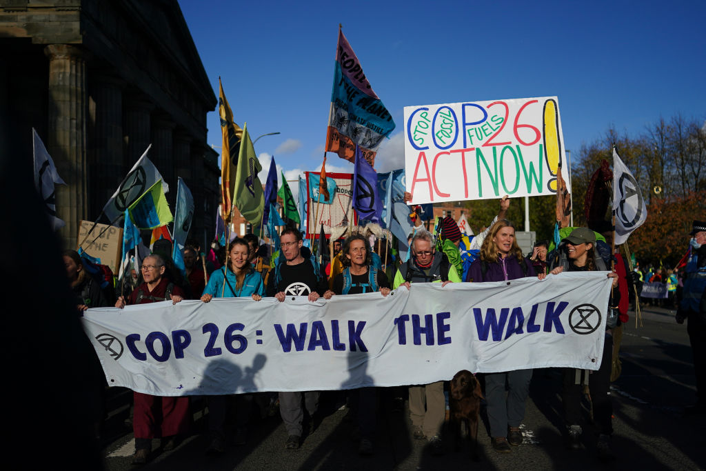 Protestos antes do início da COP26, em Glasgow, na Escócia