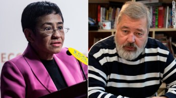 Ressa e Muratov foram laureados 'por seus esforços para salvaguardar a liberdade de expressão'; Nobel de Economia será revelado na segunda-feira (11)