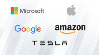 Microsoft e Apple valem mais de US$ 2,5 trilhões cada e seguem se valorizando; junto de Alphabet, Amazon e Tesla, representam quase um 25% do valor de mercado do S&P 500
