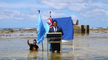 Mensagem foi filmada pela emissora pública TVBC na principal ilhota da capital Funafuti, e será reproduzida em evento paralelo da Cúpula do Clima na terça-feira (9)