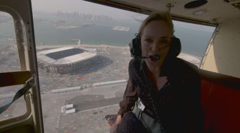 A repórter da CNN Internacional Amanda Davies sobrevoou de helicóptero os estádios no Catar