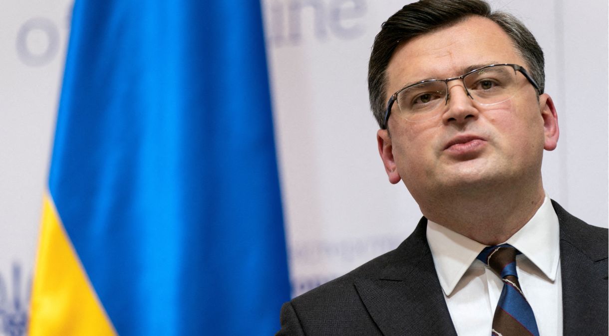 Ministro das Relações Exteriores da Ucrânia, Dmytro Kuleba, durante reunião em Kiev.