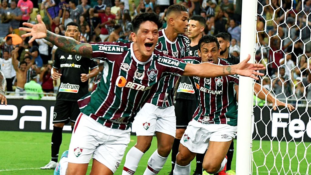 Argentino Germán Cano comemora o gol que garantiu a vaga do Fluminense na final do Campeonato Carioca 2022