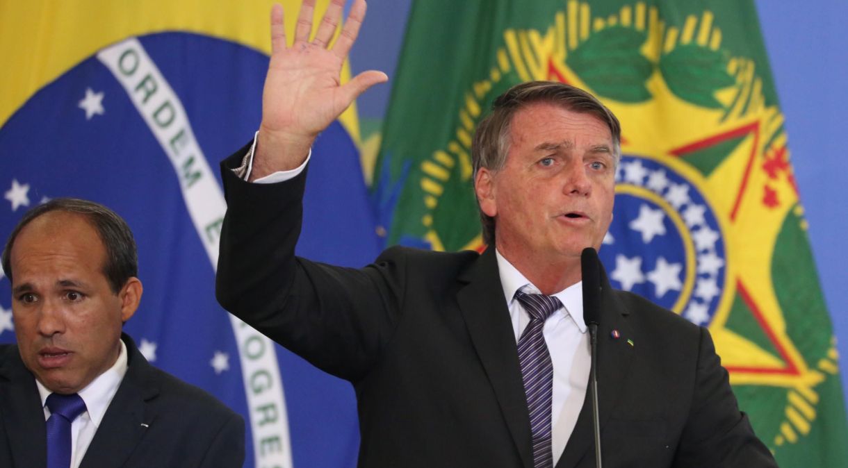 Bolsonaro durante Solenidade de Despedida e Posse de Ministros, no Palácio do Planalto em Brasília (DF)