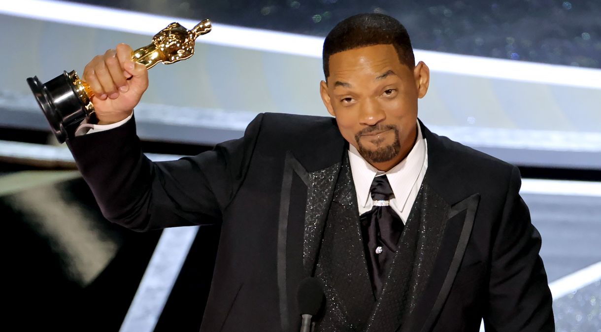 Will Smith vence Oscar de "Melhor Ator" no Oscar 2022, edição em que o ator deu um tapa no comediante Chris Rock após comentários sobre sua esposa