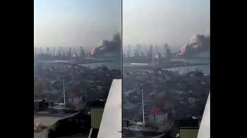 Vídeos de mídias sociais mostraram incêndios no cais com uma série de explosões secundárias reverberando por toda a cidade