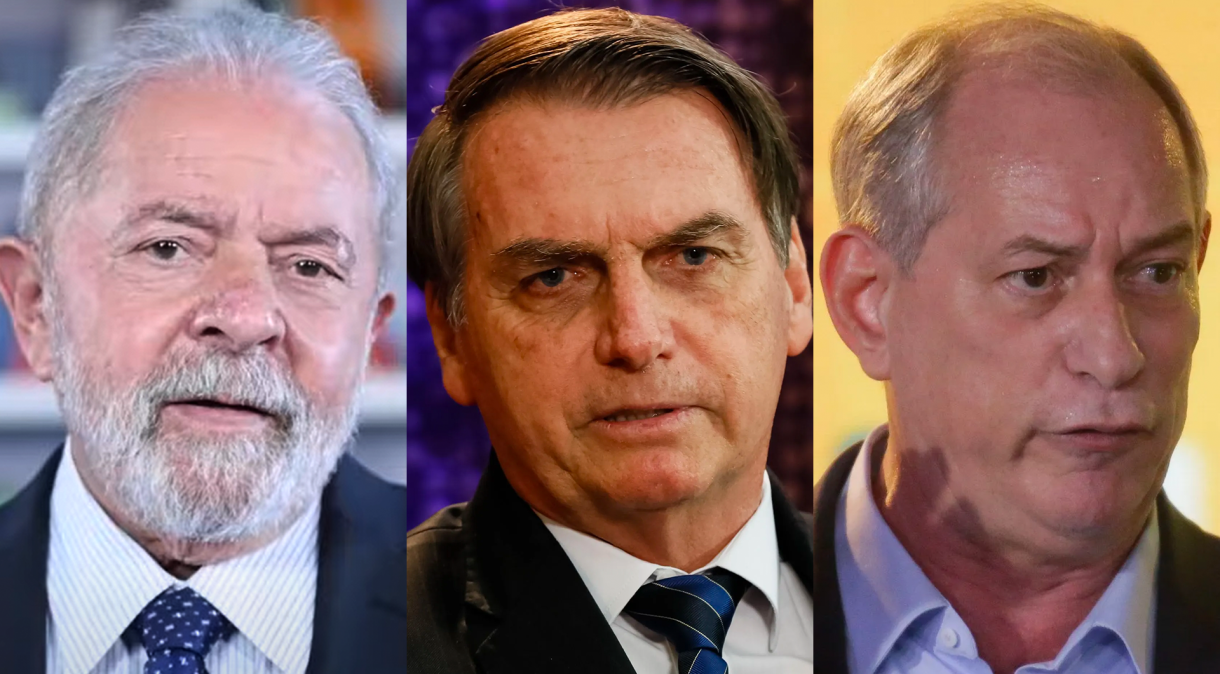 Os pré-candidatos Luiz Inácio Lula da Silva (PT), Jair Bolsonaro (PL) e Ciro Gomes (PDT)