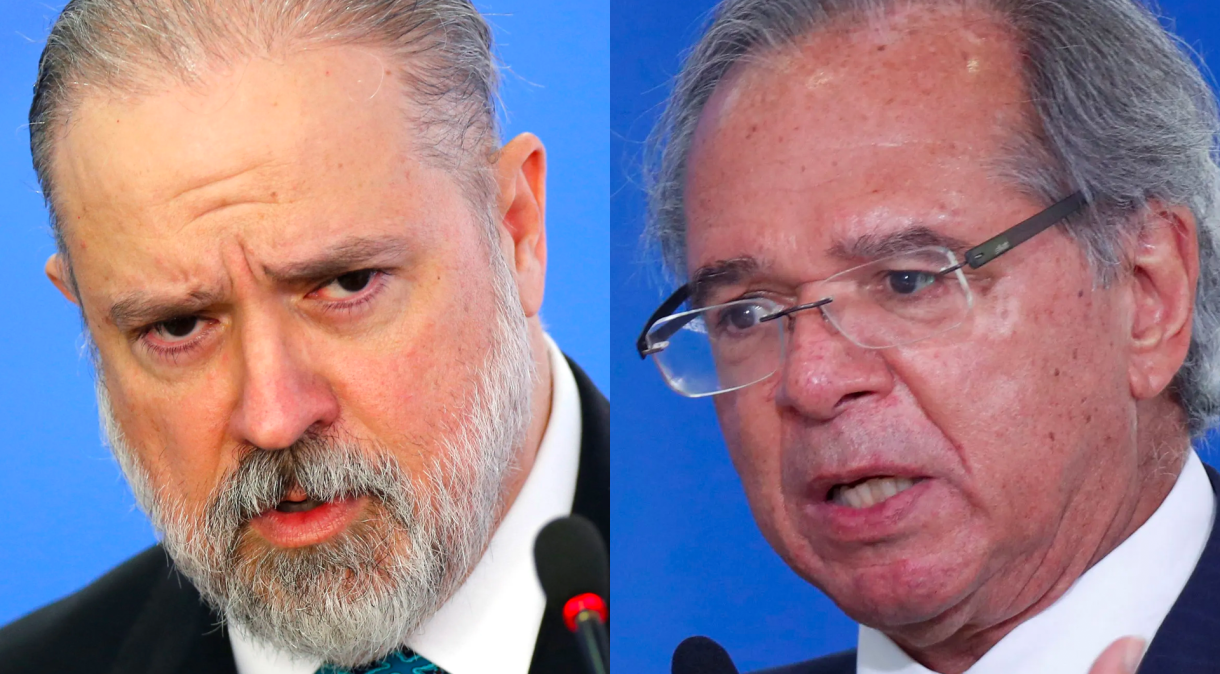 Augusto Aras, procurador-geral da República, e Paulo Guedes, ministro da Economia