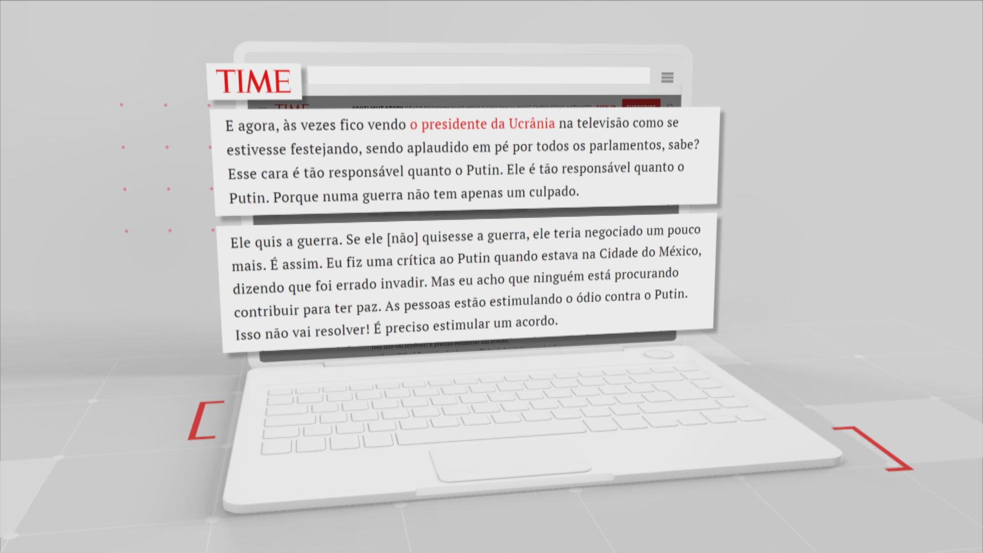 Declaração de Lula à revista Time sobre a guerra na Ucrânia