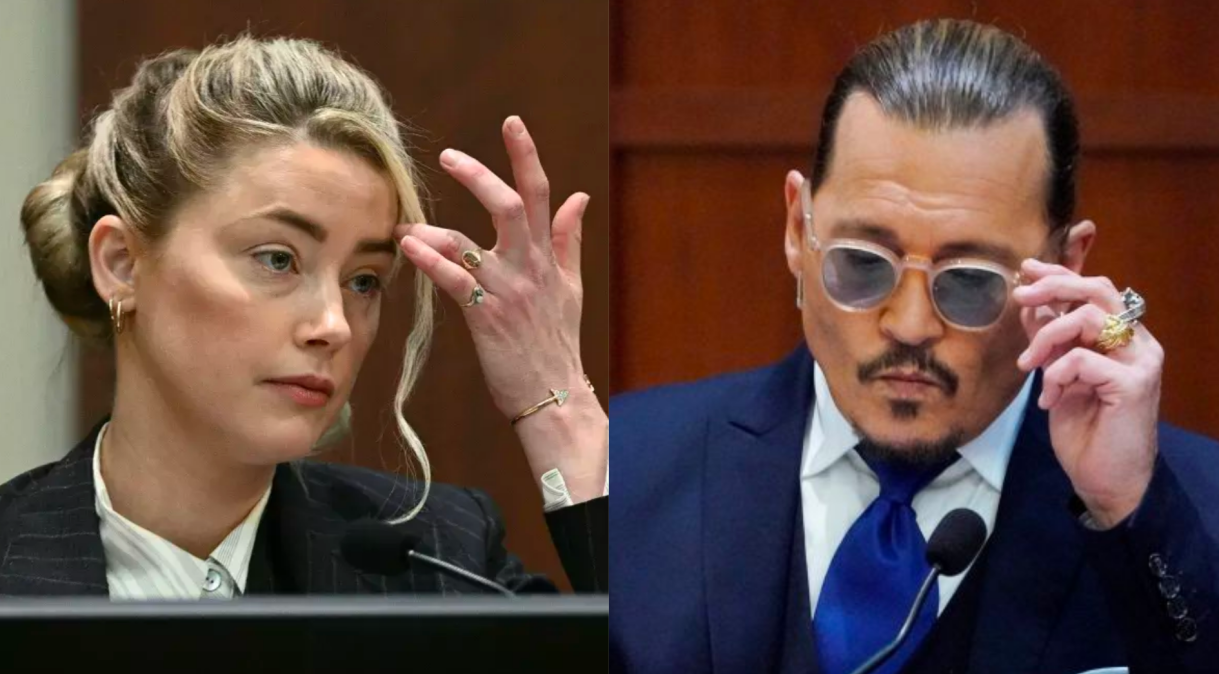 Montagem sobre fotos de Amber Heard e Johnny Depp
