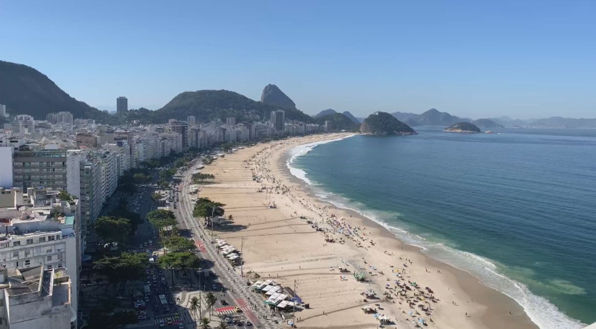 Imagem aérea do bairro de Copacabana, no Rio de Janeiro