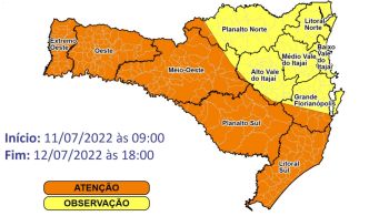 Frente fria deve atingir o estado a partir da madrugada de terça-feira (12)