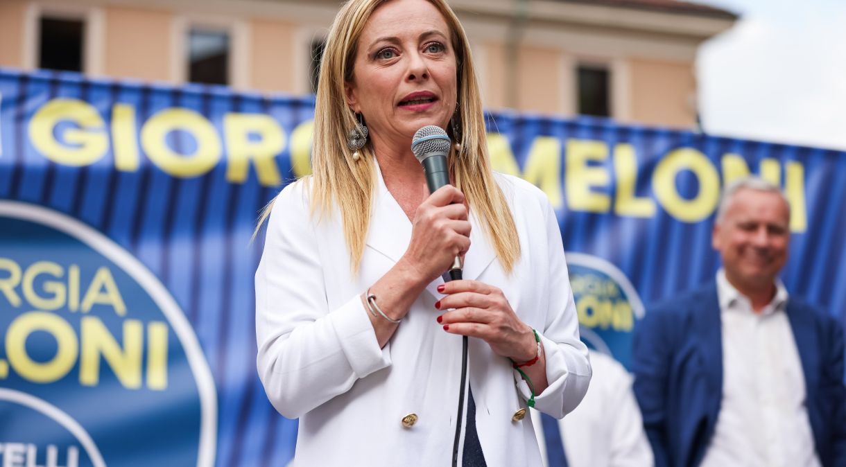 Em caso de vitória do Irmãos da Itália, Georgia Meloni estaria na largada para se tornar primeira-ministra