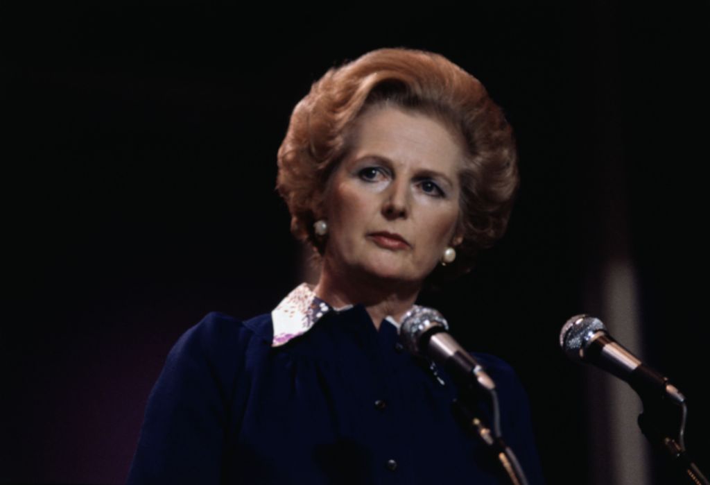 Margaret Thatcher, primeira-ministra britânica entre os anos de 1979 e 1990. Durante seu governo, o Reino Unido travou a Guerra das Malvinas contra a Argentina.