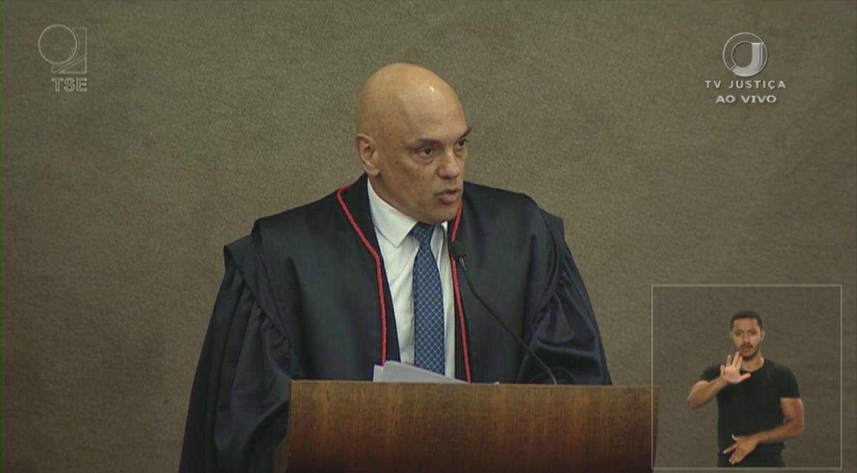 Alexandre de Moraes, em sua posse como presidente do Tribunal Superior Eleitoral (TSE)