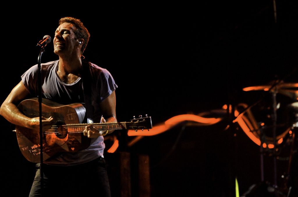 Chris Martin, vocalista do Coldplay, durante o show da banda no Rock in Rio de 2011. / Bruno de Lima/R2