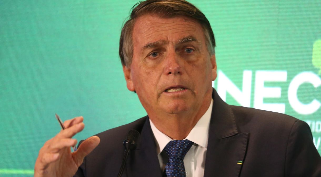 Jair Bolsonaro no Centro de Convenções Brasil 21 em Brasília (DF), nesta terça-feira (30). 