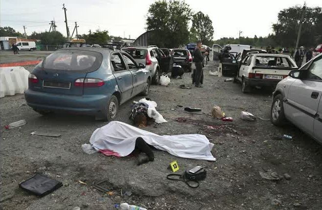 Cidade de de Zaporizhzhia, no sul da Ucrânia, após ataque russo