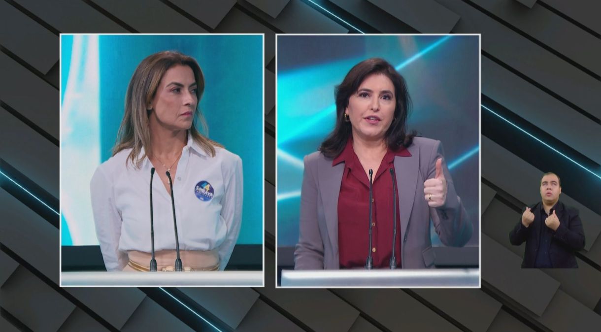 Candidatas Soraya Thronicke (União Brasil) e Simone Tebet (MDB) em debate promovido pela CNN e outros veículos