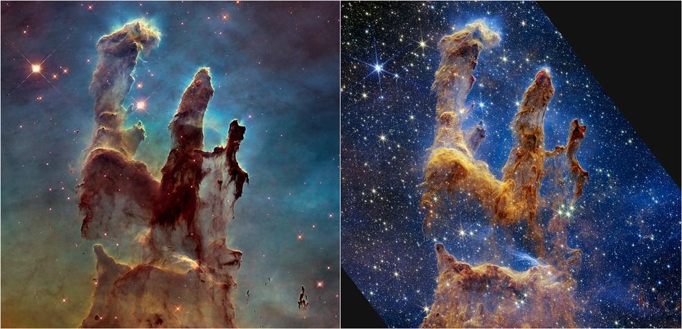 Telescópio James Webb registra nova imagem dos famosos "Pilares da Criação"