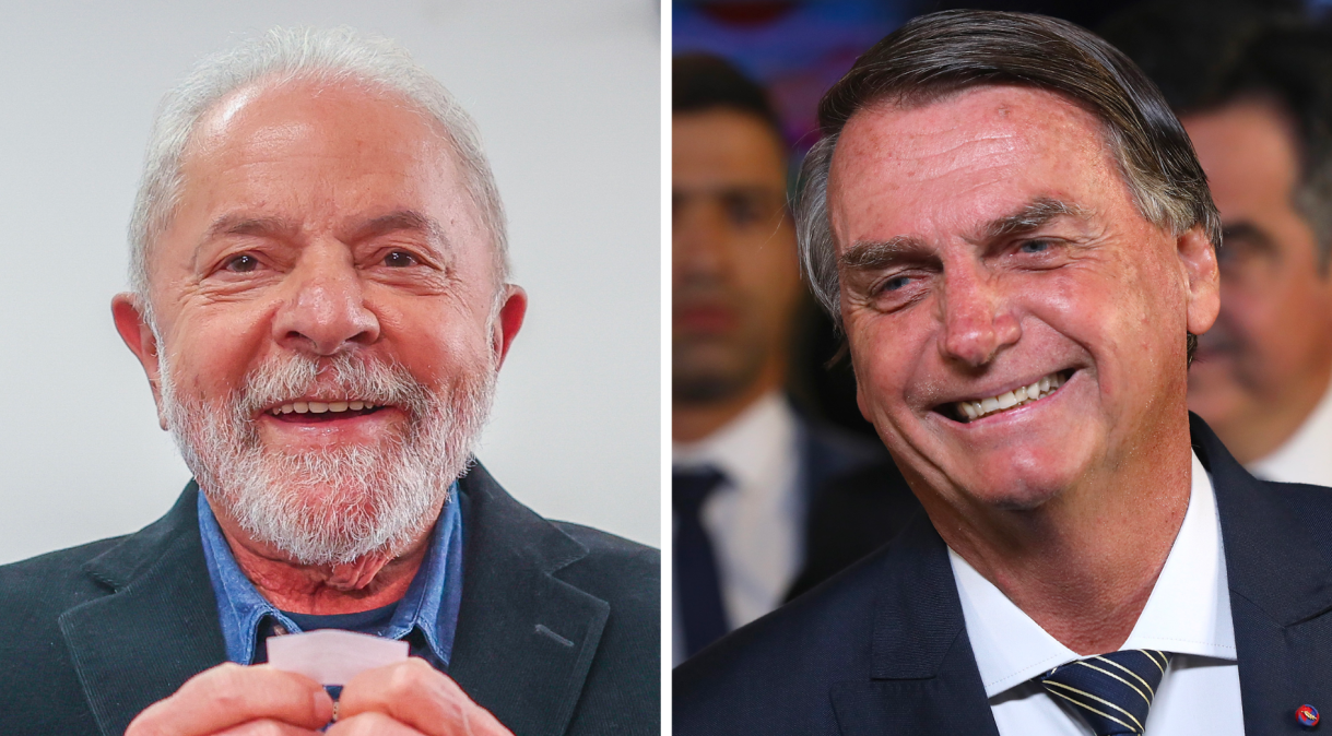 Os candidatos à presidência da república, Luiz Inácio Lula da Silva e Jair Bolsonaro.