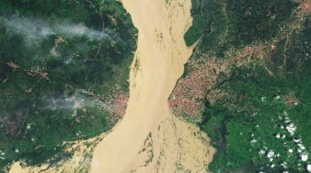 Imagens da Nasa, agência espacial norte-americana, mostram inundações na região do rio Niger