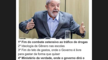 Circula nas redes uma imagem listando novas propostas no plano de governo do candidato a presidente Luiz Inácio Lula Silva (PT)