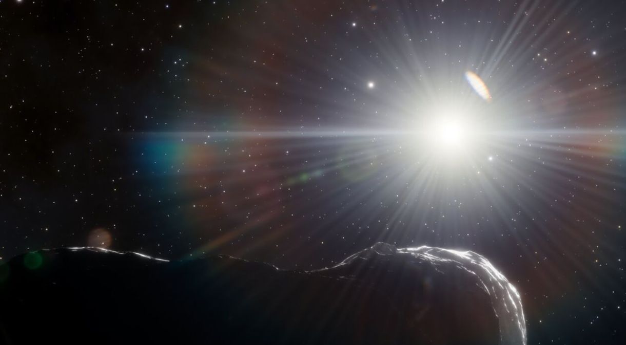 Ilustração retrata um asteroide que orbita mais perto do sol do que a órbita da Terra
