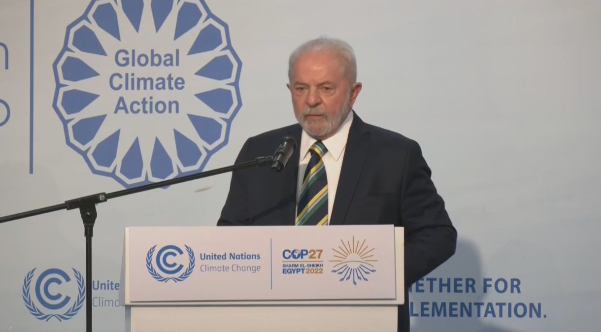 O presidente eleito, Luiz Inácio Lula da Silva (PT), discursa na COP27