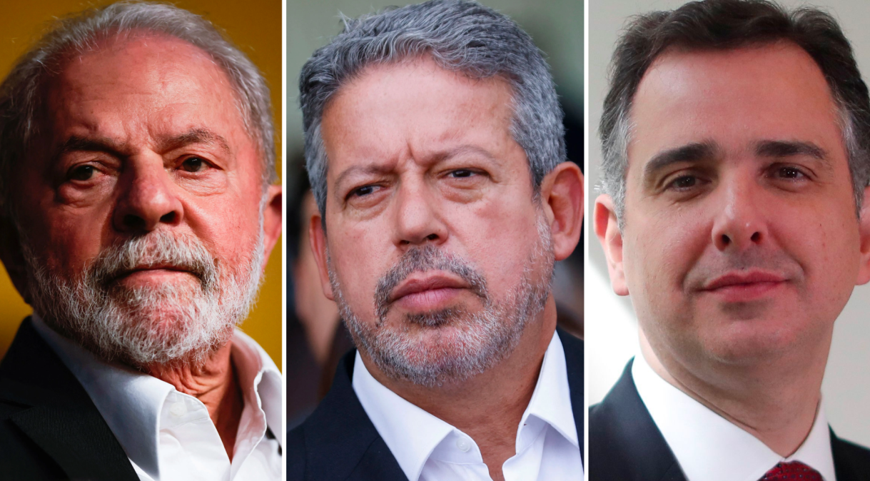 Luiz Inácio Lula da Silva (PT), Arthur Lira (PP-AL) e Rodrigo Pacheco (PSD-MG)