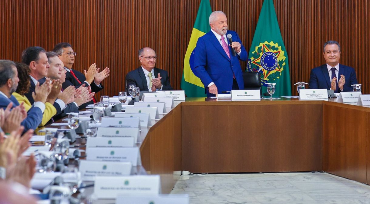 Presidente Luiz Inácio Lula da Silva (PT) durante reunião ministerial no Palácio do Planalto