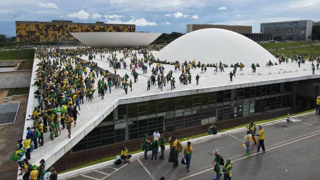 Congresso Nacional durante invasão de bolsonaristsas