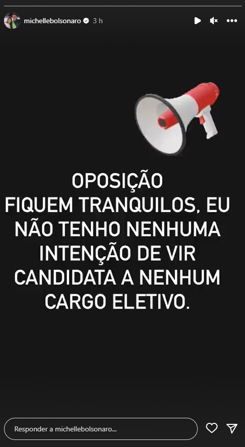 Michelle Bolsonaro nega intenção de ser candidata