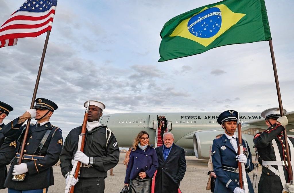 Presidente Luiz Inácio Lula da Silva (PT) e a primeira-dama, Janja, chegam a Washington, nos Estados Unidos, para reunião com o presidente americano, Joe Biden
