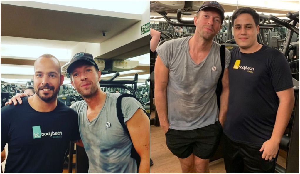 Chris Martin, do Coldplay, faz academia em SP e posa para fotos; fã diz que ganhou ingresso