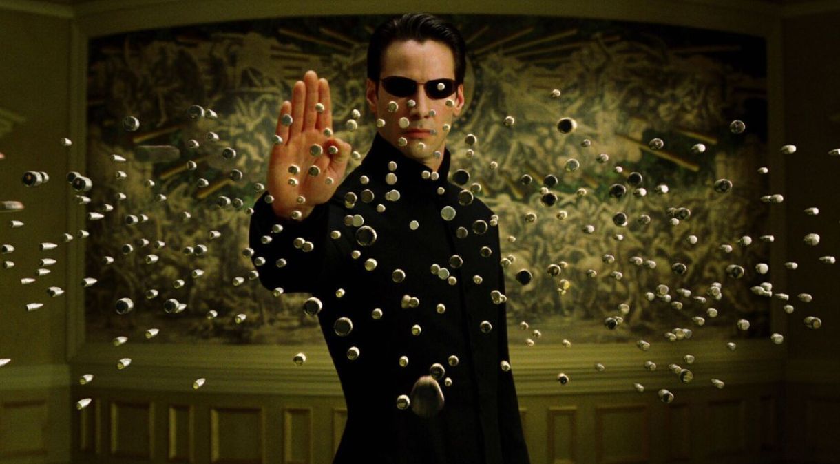 Keanu Reeves em uma cena de "The Matrix Reloaded"