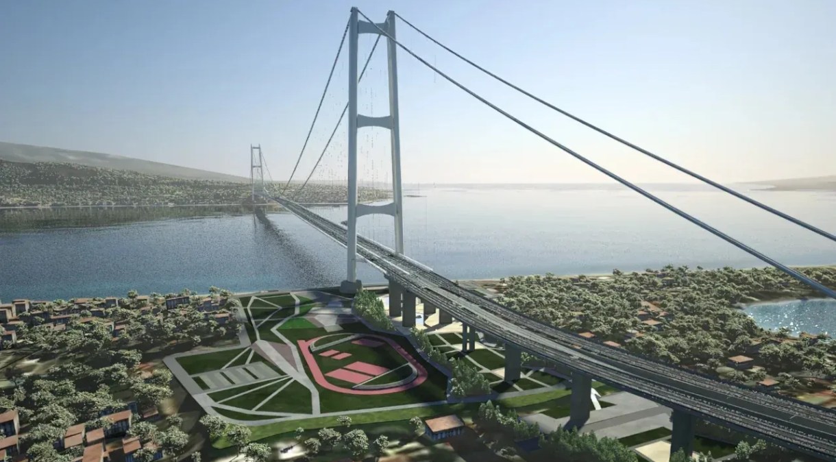 Uma renderização Webuild da ponte, que ligaria o continente da Itália à Sicília.