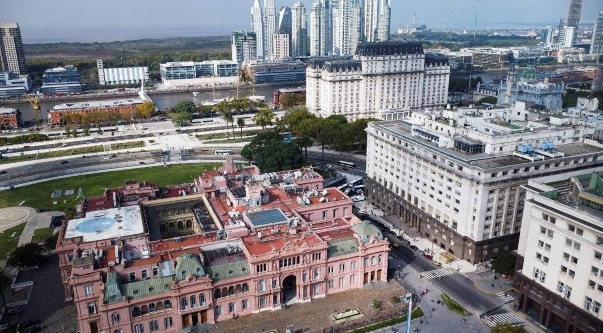 Vista aérea da Casa Rosada, o palácio presidencial da Argentina, em Buenos Aires