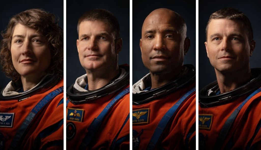 Christina Koch, Jeremy Hansen, Victor Glover e Reid Wiseman participam da missão Artemis II