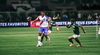Time nordestino perdeu de 3 a 0 para o Palmeiras no Allianz Parque; Veiga marcou o primeiro gol de pênalti
